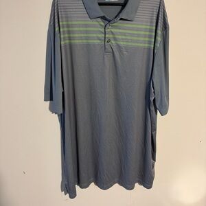 PGA Tour Grey Polo with Green Stripes